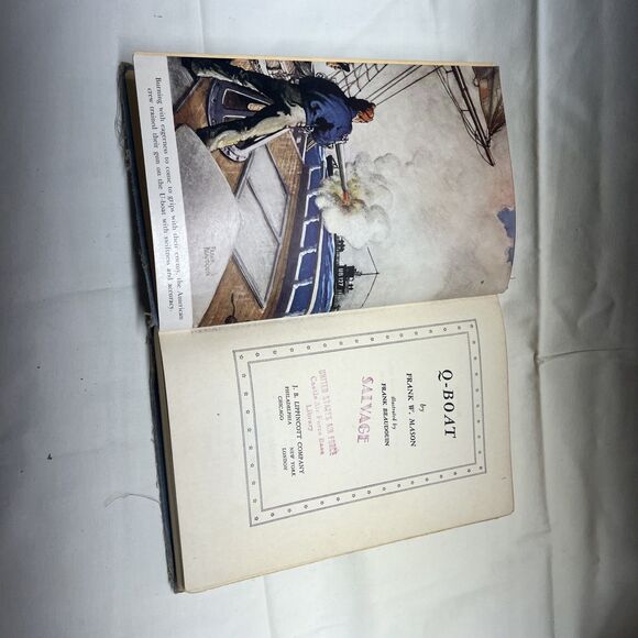 Q-Boat 1943 First Edition book by Frank W. Mason Illustrated byFrank Beaudouin - Picture 9 of 12